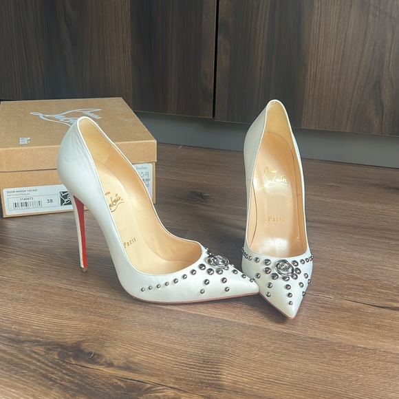 White Christian Louboutin Door Knock 120 Kid size 38 - Picture 2 of 12